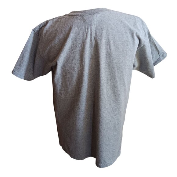 Large Vintage T-shirt Bass Pro Shops Graphic Gray American Flag Fish 90's - Picture 4 of 5